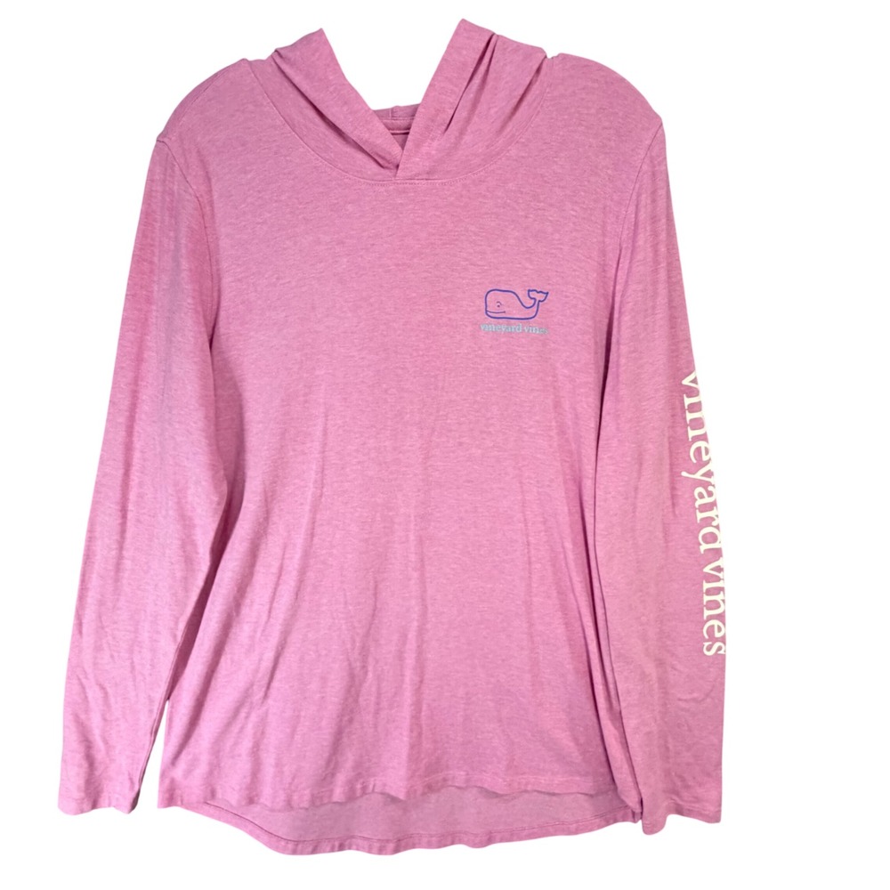 Vineyard Vines Edgartown Hoodie Pullover Tee Mens L Pink Vintage Whale Preppy